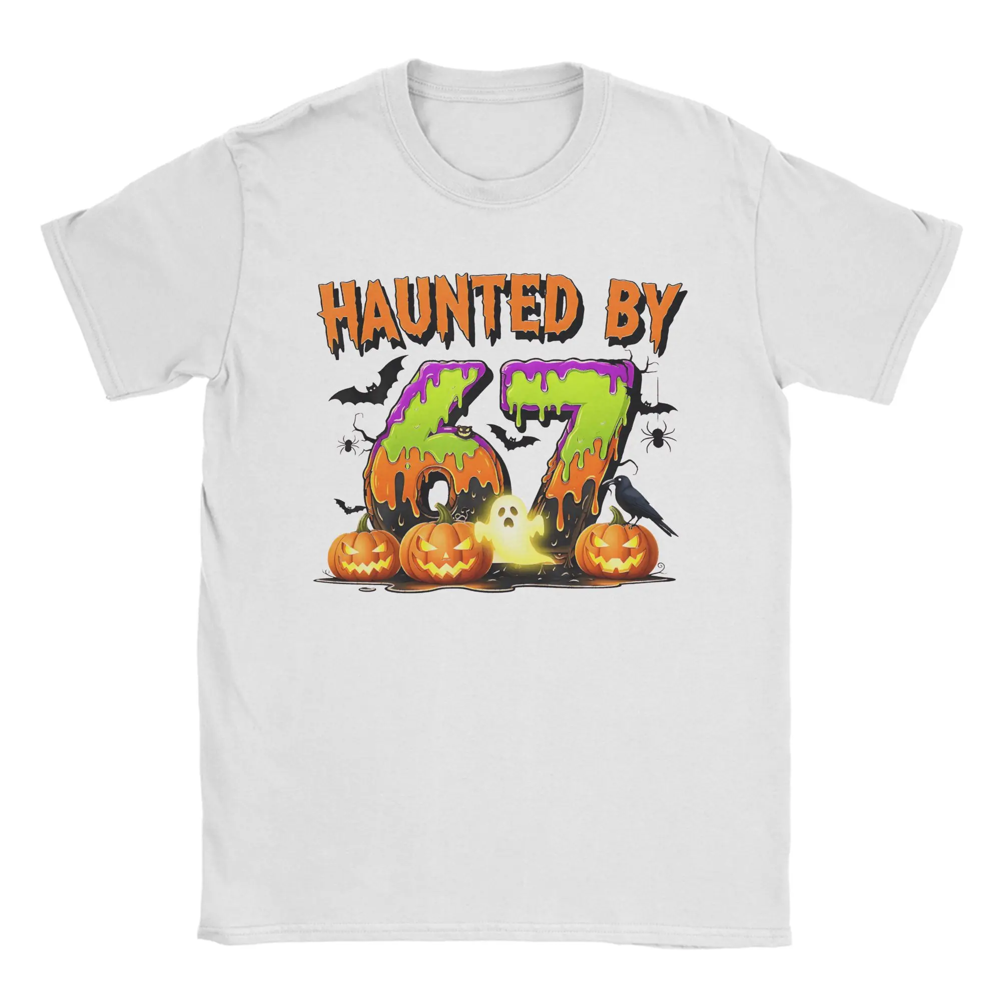 67 Six Seven Gen Alpha Z Halloween 67 Haunted By 67 Men's T Shirts  Novelty Tees Short Sleeve Round Neck T-Shirt Cotton Clothes