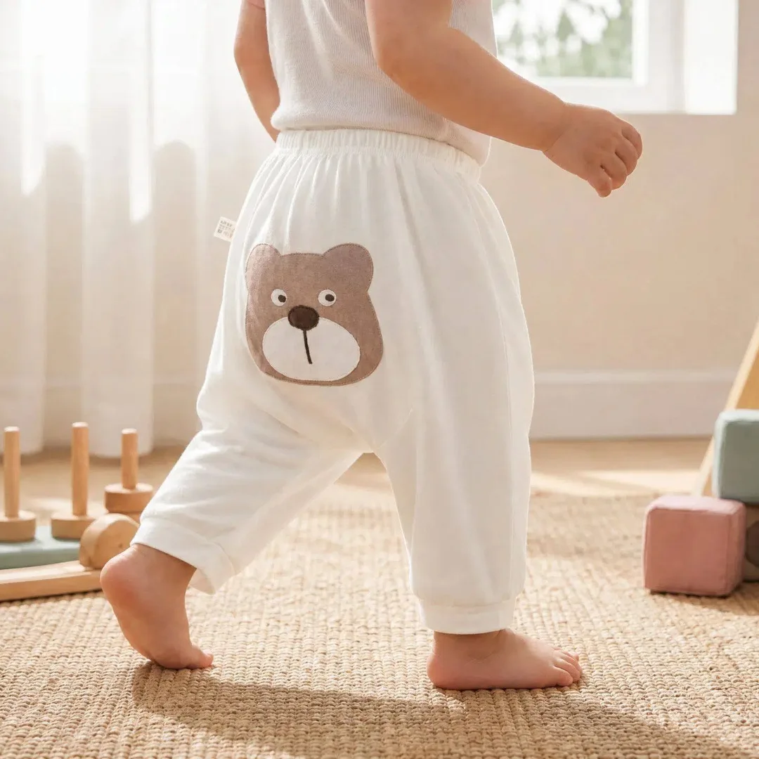 Somenie Summer Baby Anti Mosquito Trousers Cotton Thin Single Piece Pants, Breathable Loose Big Bubble Butt Nine-Point Pants