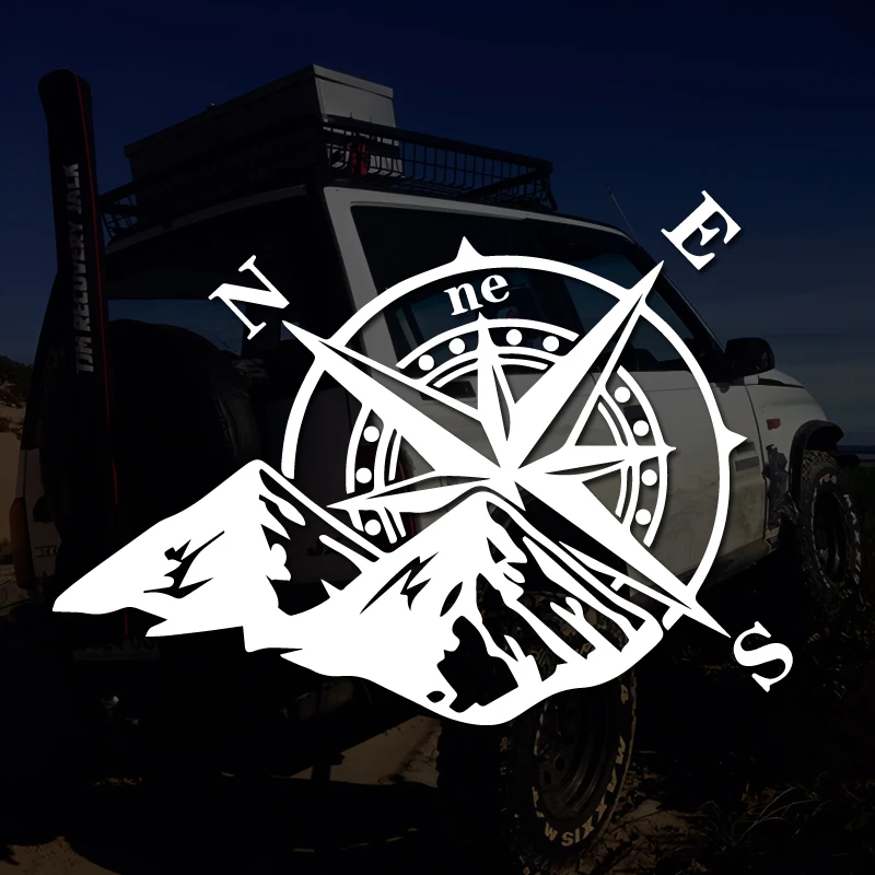 Bússola para montanhas off-road, adesivos criativos e engraçados para fãs e amantes de desenhos animados, alta qualidade para carros, caminhões, motocicletas e laptops
