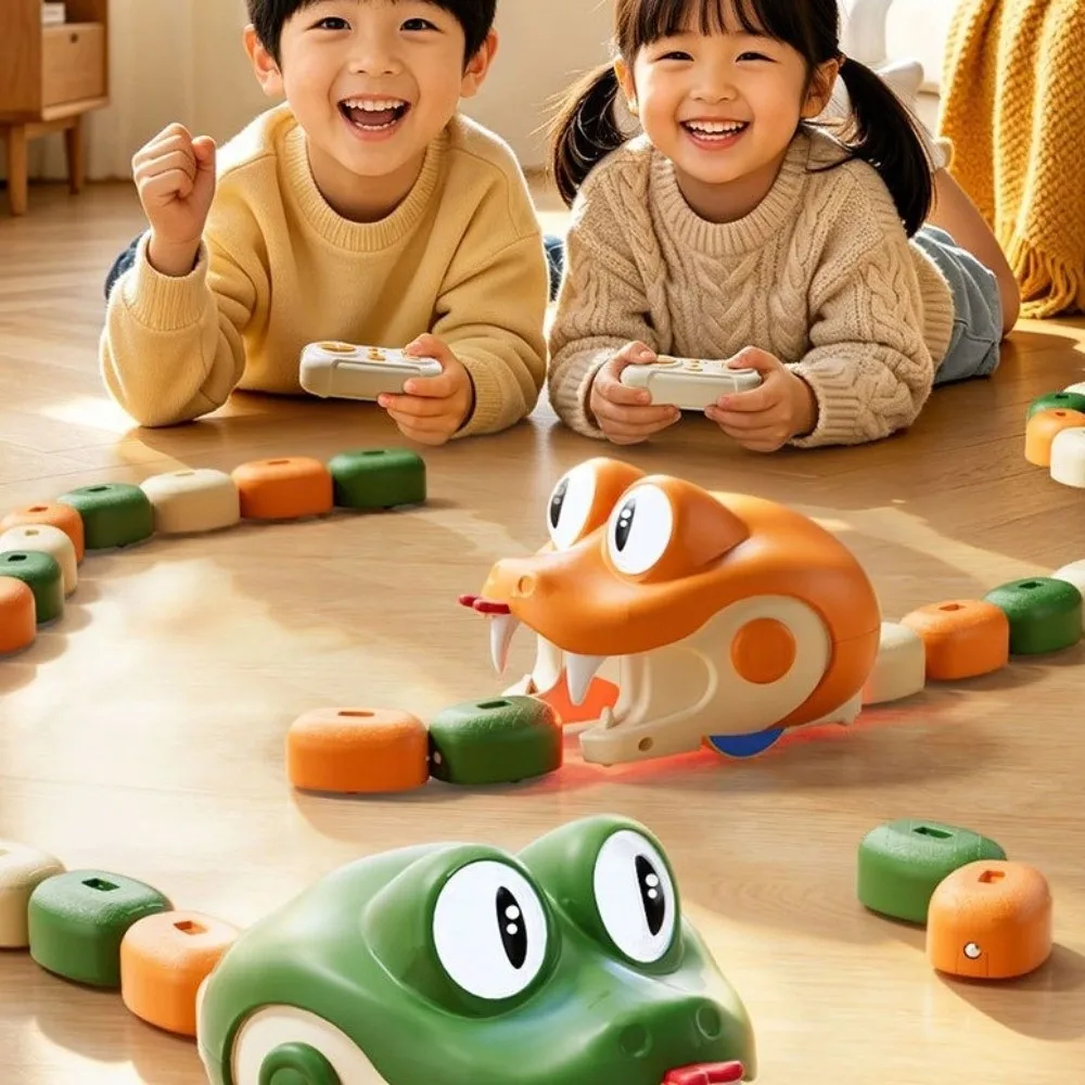 Light Up Eyes Remote Control Snake Eyes Rotate Two Speed Modes Magnetic Eating Snake Remote Controlled Magnetic Food Collecting