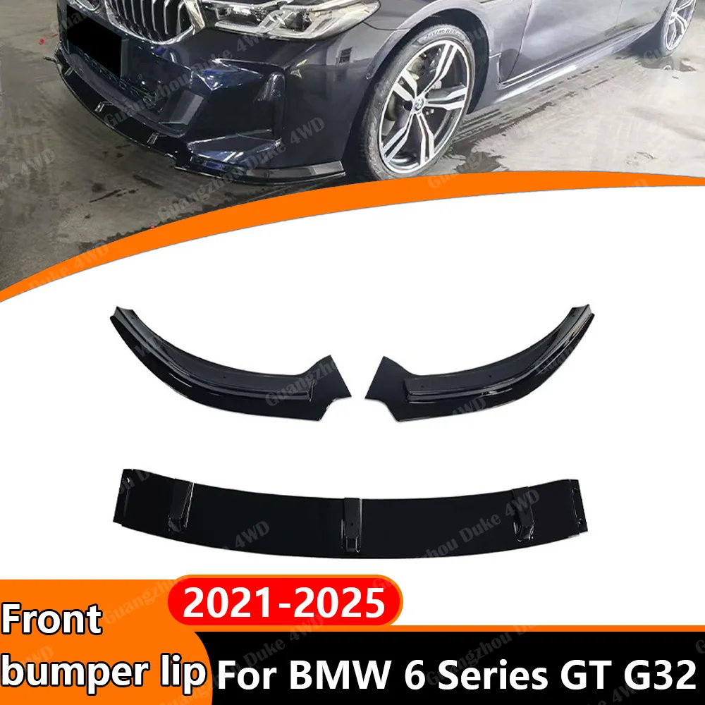Front Bumper Lip Splitter For BMW 6 Series GT G32 630i 640i 2021-2025 M Sport Front Spoiler Aero Body Kit Exterior Accessories