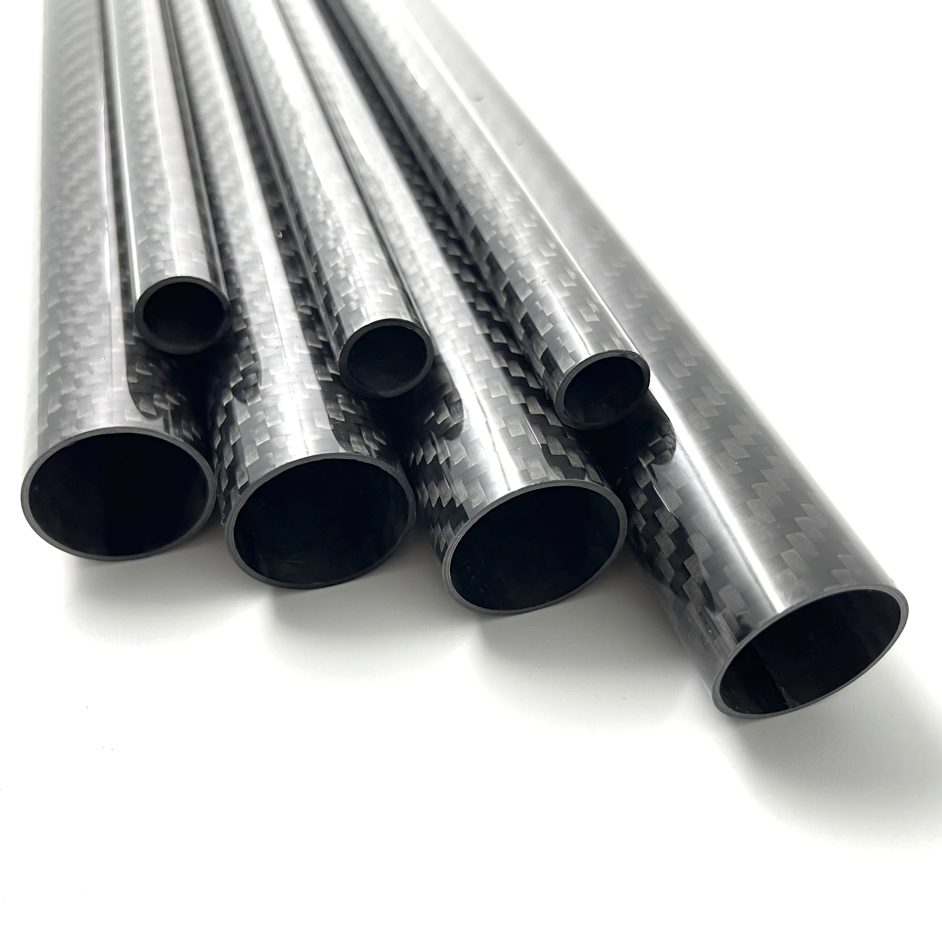 3k carbon fiber tube Length 1000MM 2PCS Twill Glossy  Wall thickness 1.5mm  OD 6-30MM High-strength carbon fiber tubes