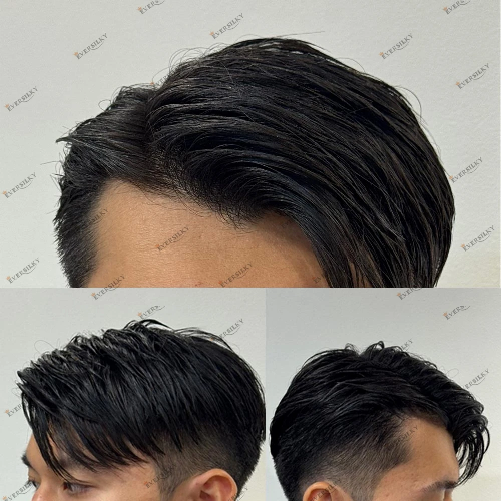 تهوية الدانتيل وPU q6 الدانتيل الجبهة الشعر البشري الشعر المستعار الأسود عذراء الشعر البشري غير قابلة للاكتشاف شعري طبيعي الاصطناعية قطع الشعر