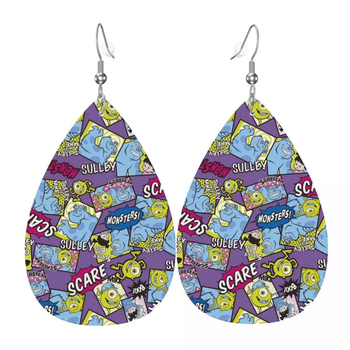 

Custom Drop Dangle Earrings Monsters University Leather Teardrop Earrings PVC Leather for Gifts Dainty Jewelry