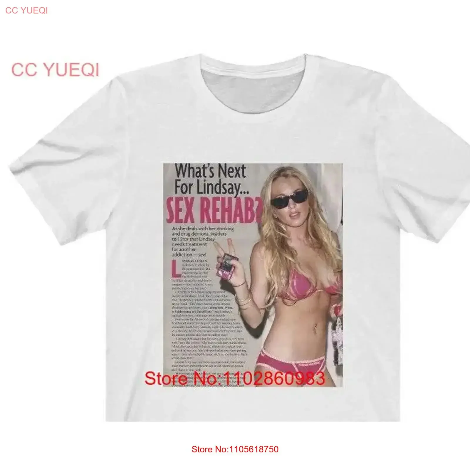 Lindsay Lohan 2000s T Shirt Rehab Street Style Y2K Aesthetic 00s Fashion Plus Sizes XS 3XL Pop Culture Merch by thereisnostore