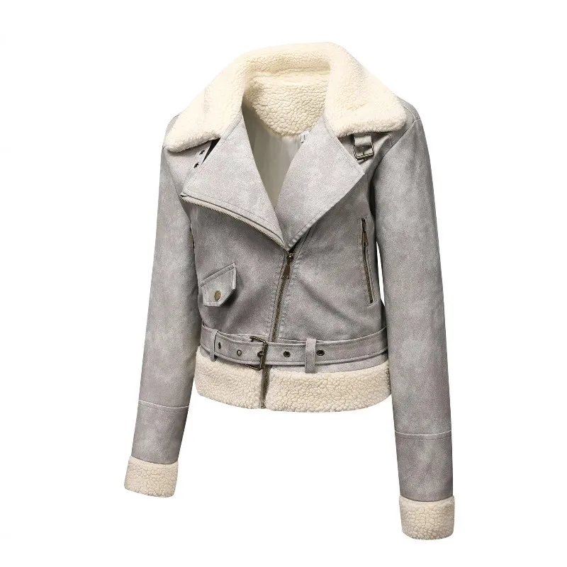 

Винтажные кожаные куртки из искусственного меха, женские теплые осенне-зимние пальто, элегантные куртки-бомберы из искусственной кожи, модная зимняя женская одежда