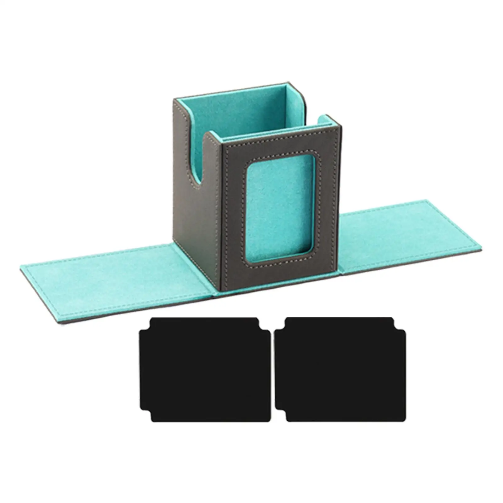 Trading Card Deck Box Container Protector with 2 Dividers PU Leather Sleeved