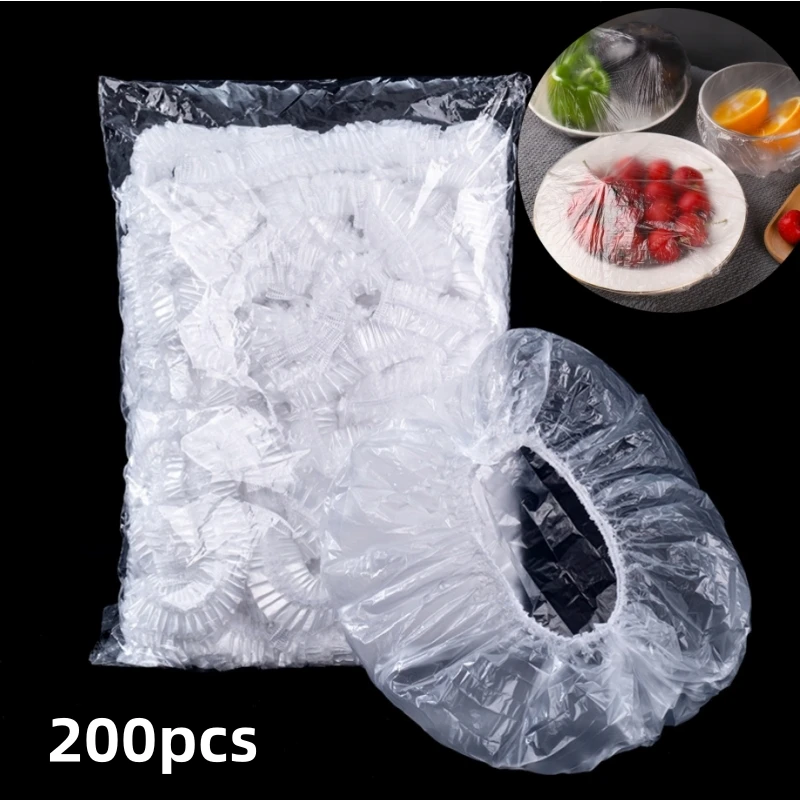 

100/200pcs Saran Wrap Transparent Disposable Food Cover Food Grade Fresh-keeping Plastic Bag Kitchen Refrigerator Accessories