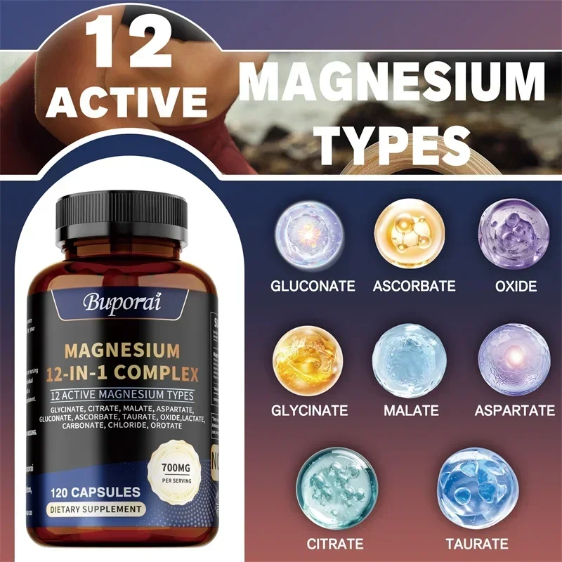 

Magnesium Complex Capsules - Relieve Nerve Stress and Muscle Contraction, Support Bone Health and Boost Immune FunctionSupplemen