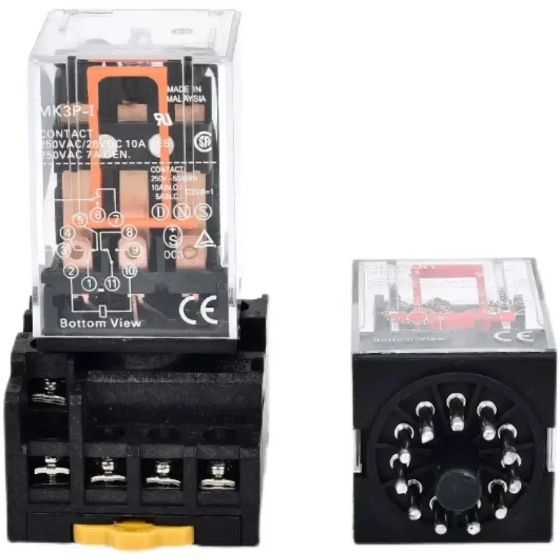 5/10Set MK2P-I MK3P-I Electromagnetic Relay Intermediate Small Relay with Base 8 Pin 11 Pin AC/DC 220V 24V