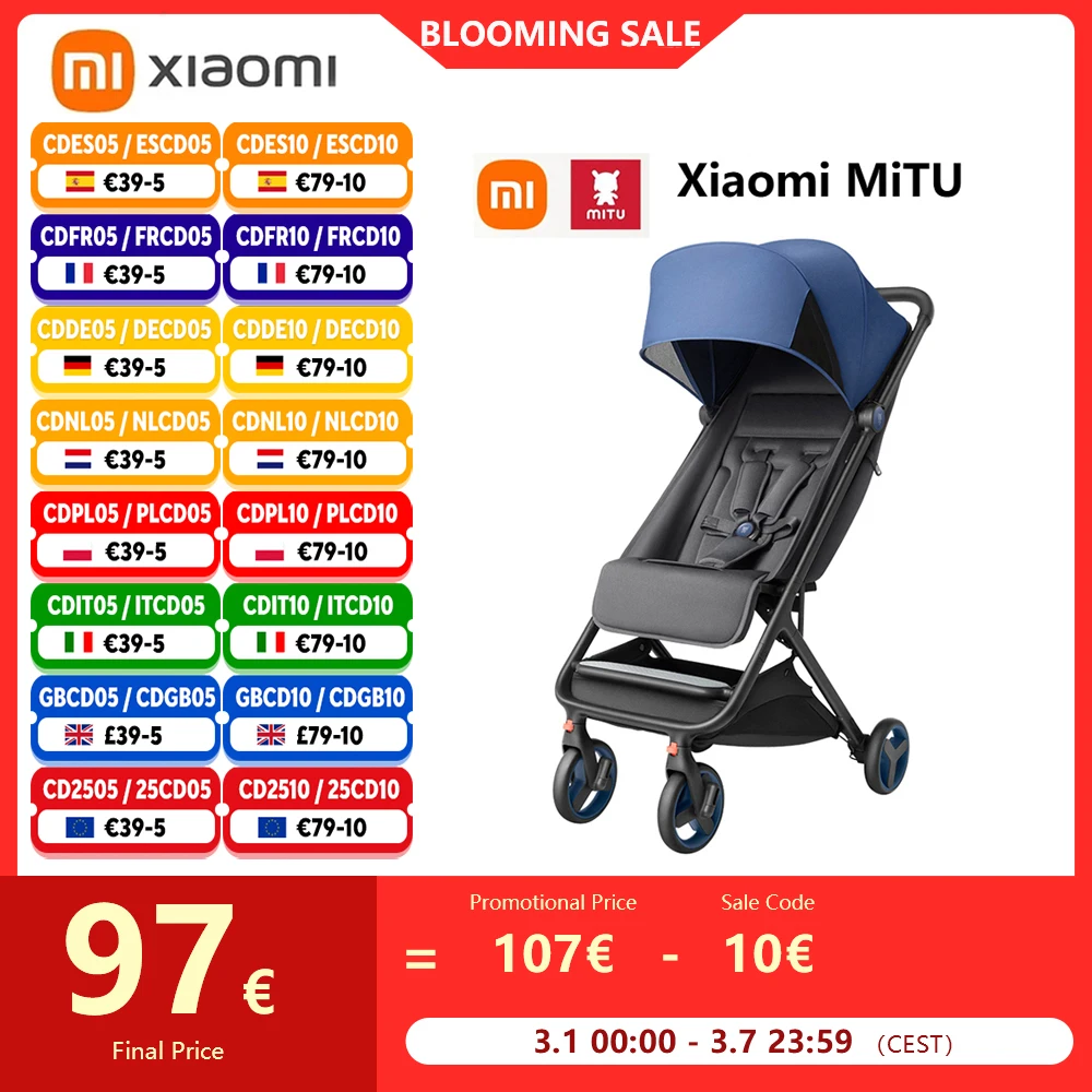 Xiaomi mitu kinderwagen multifunktion aler klappbarer kinderwagen leichte tragbare aluminium wagen baby autos für reise baby