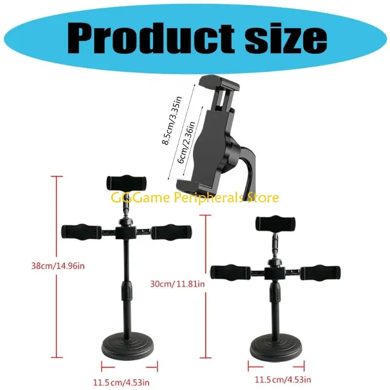 U55B Telescopic 3 Camera Adjustable Phone Stand Multiple Phone Desktop Mount For Content Creators Vloggers