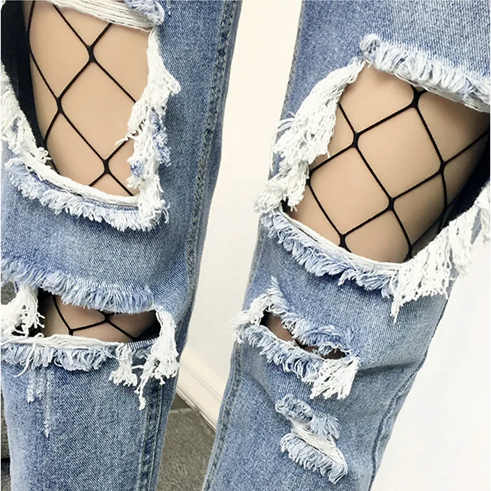 Mehrfarbige Sexy Netzstrumpfhose in Übergröße, Farbige Strümpfe mit Kleinem, Mittlerem und Großem Netz, Anti-Haken Nylon-Strumpfhose für Damen – Detail 5