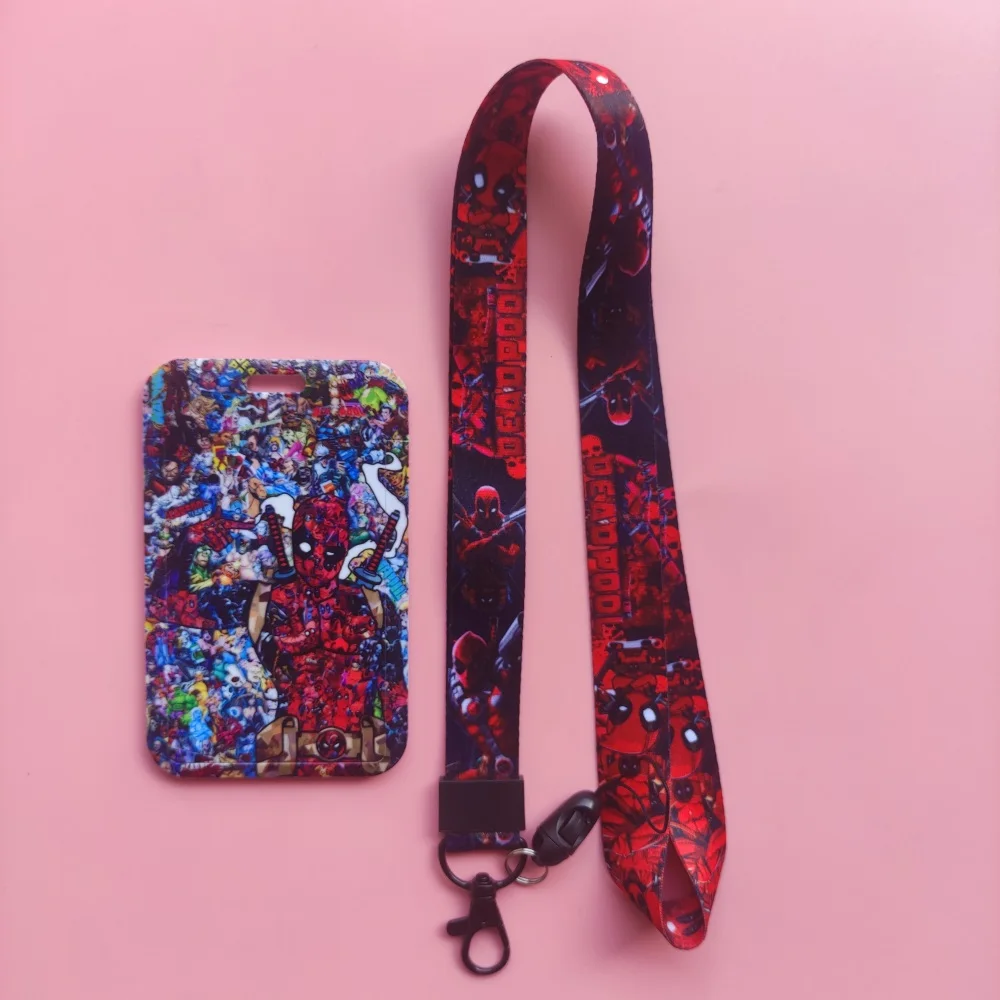 Disney Superheroes Slide Cover Card Holder Lanyard Men's Cardholder Hanging Rope Boys Badge holder ID Name Card Holders