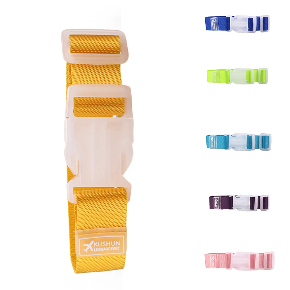 Adjustable Luggage Strap Anti-lost Clip Bag Fixing Travel Nylon Belt Suitcase Bag Hanging Buckle Strap Orange Yellow