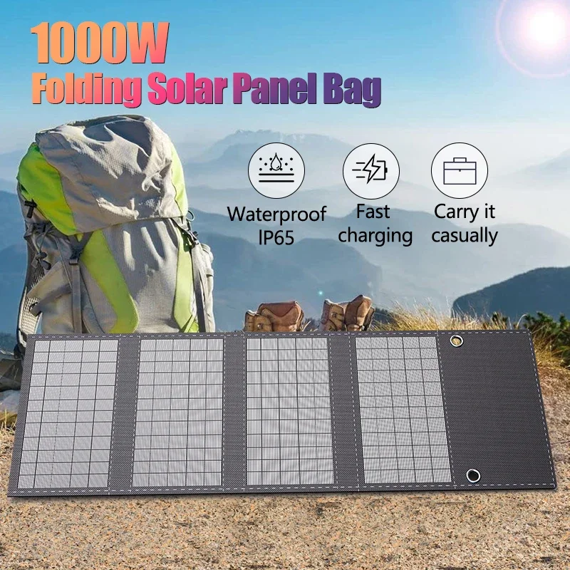 Solar Cell 1000W Photovoltaic Panels USB Charger System Battery Portable Flexible Foldable Energy Power Sunpower Camping Set