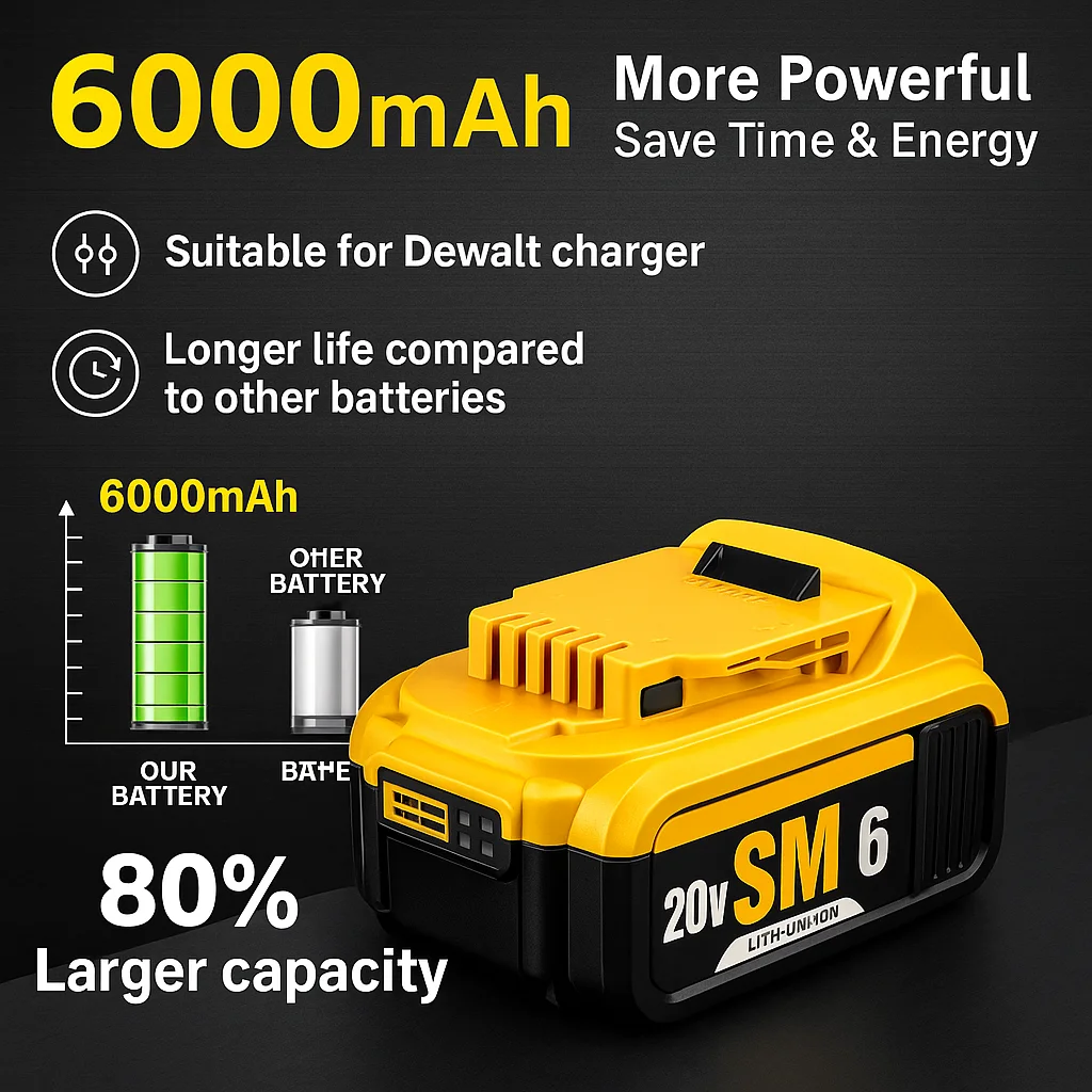 

SUMMING battery for Dewalt 18V/20V ✅ ⚡ power Toolsrechargeable electric tool Accessories Lithium batteriesReplace DCB184