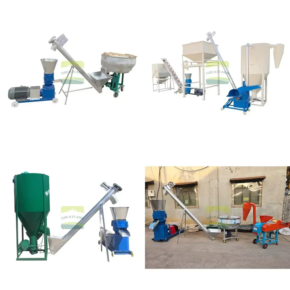 GREAT FARM Feed Mill with Mixer and Pelletizer Electric Feed Produce Machine Poultry Feed Production Line for Sale