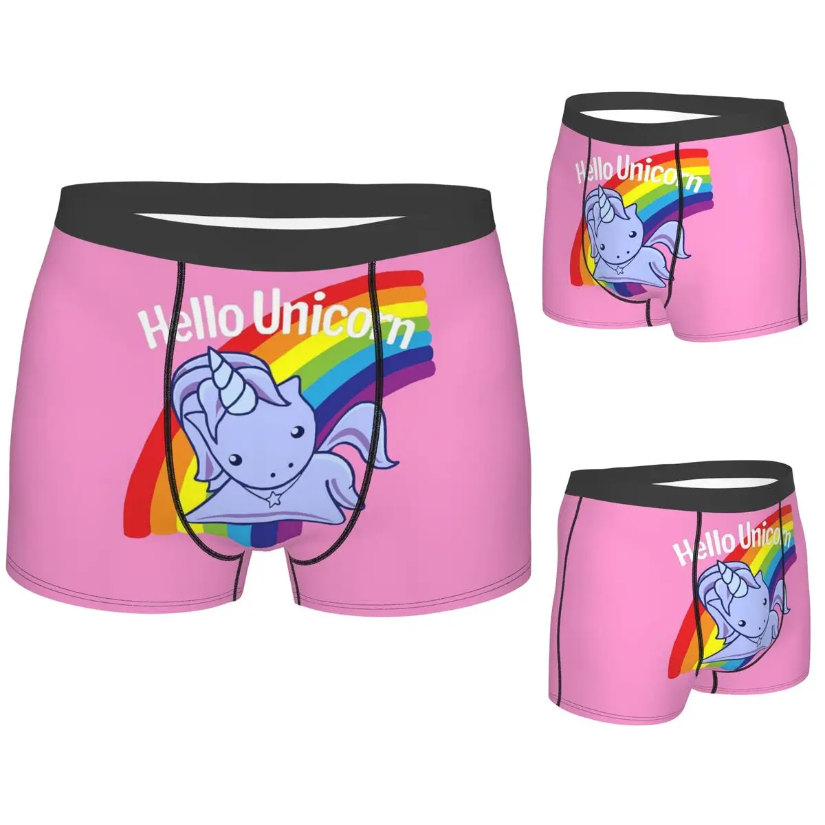 

Boxer Underpants Shorts Hello Unicorn Panties Men Ventilate Underwear for Homme Man Boyfriend Gifts