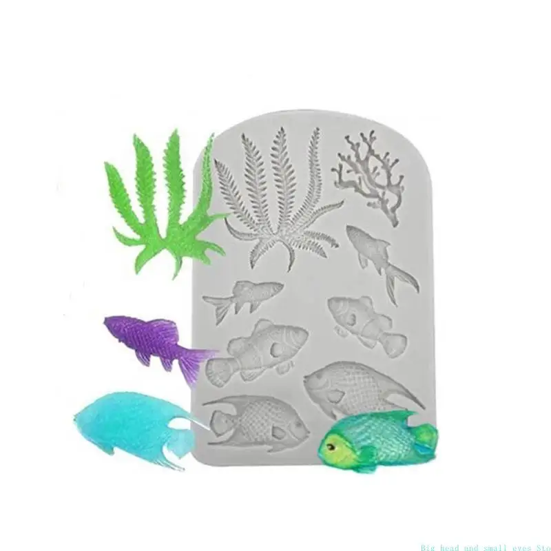 581C Marine Theme Silicone Mold Seashell Conch Seahorse Fondant Candy Molds for Cake Chocolate Gum Paste Decoration