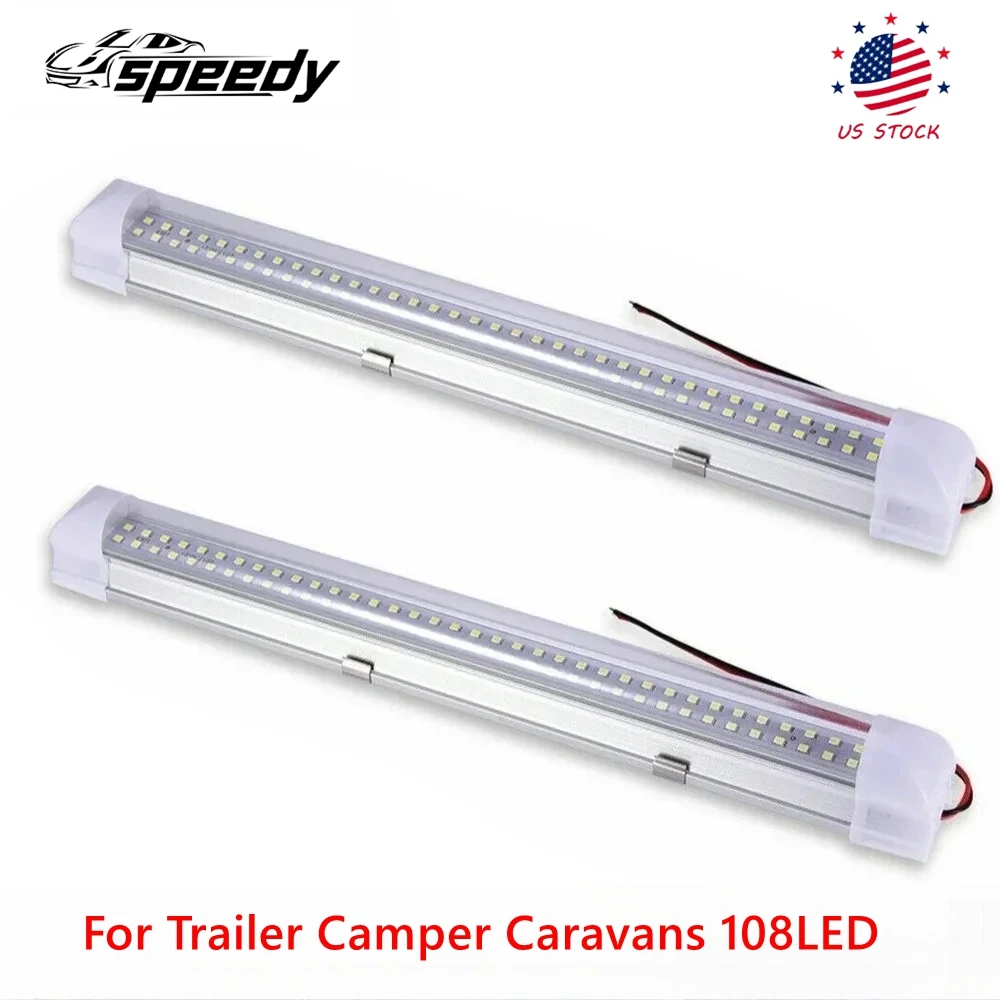 

2 шт. светодиодный потолочный купольный светильник для автофургонов, светодиодное внутреннее освещение для прицепов, кемперов, караванов, 108 светодиодов, белый