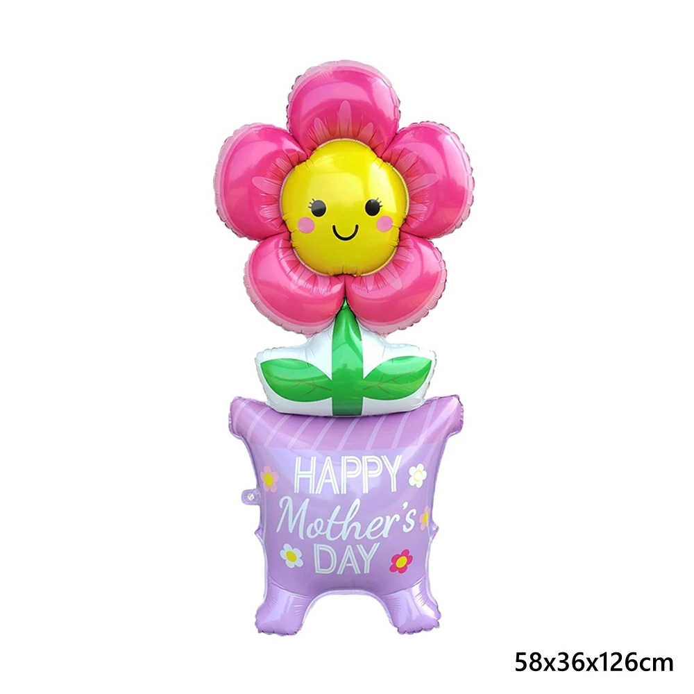 1set 3D Stand Pedestal Mom Heart Foil Balloons Base Floriation Mother\'s Day Balloon Mother\'s Day Party Decorations