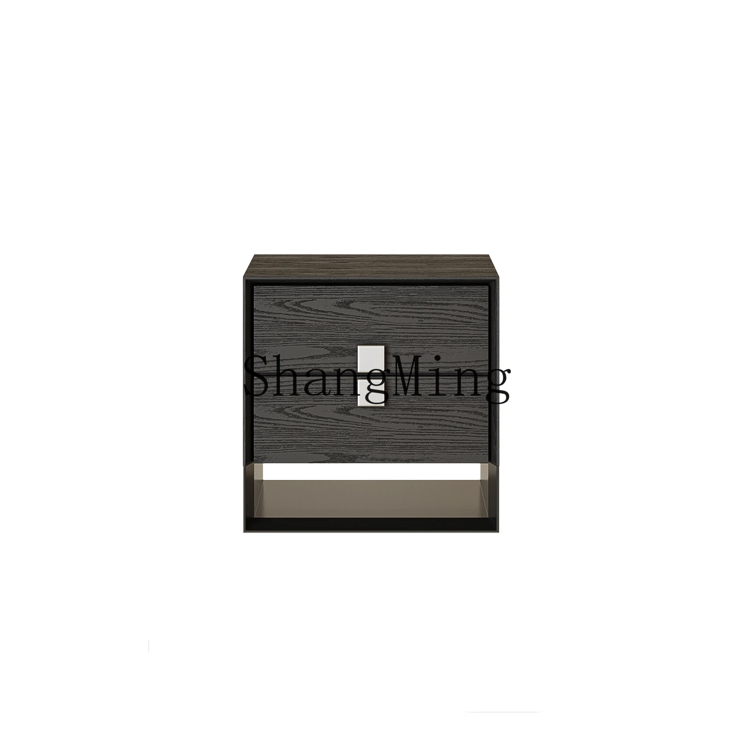 

HJ minimalist bedside modern minimalist high-end black bedside cabinet double-layer square buckle storage cabinet