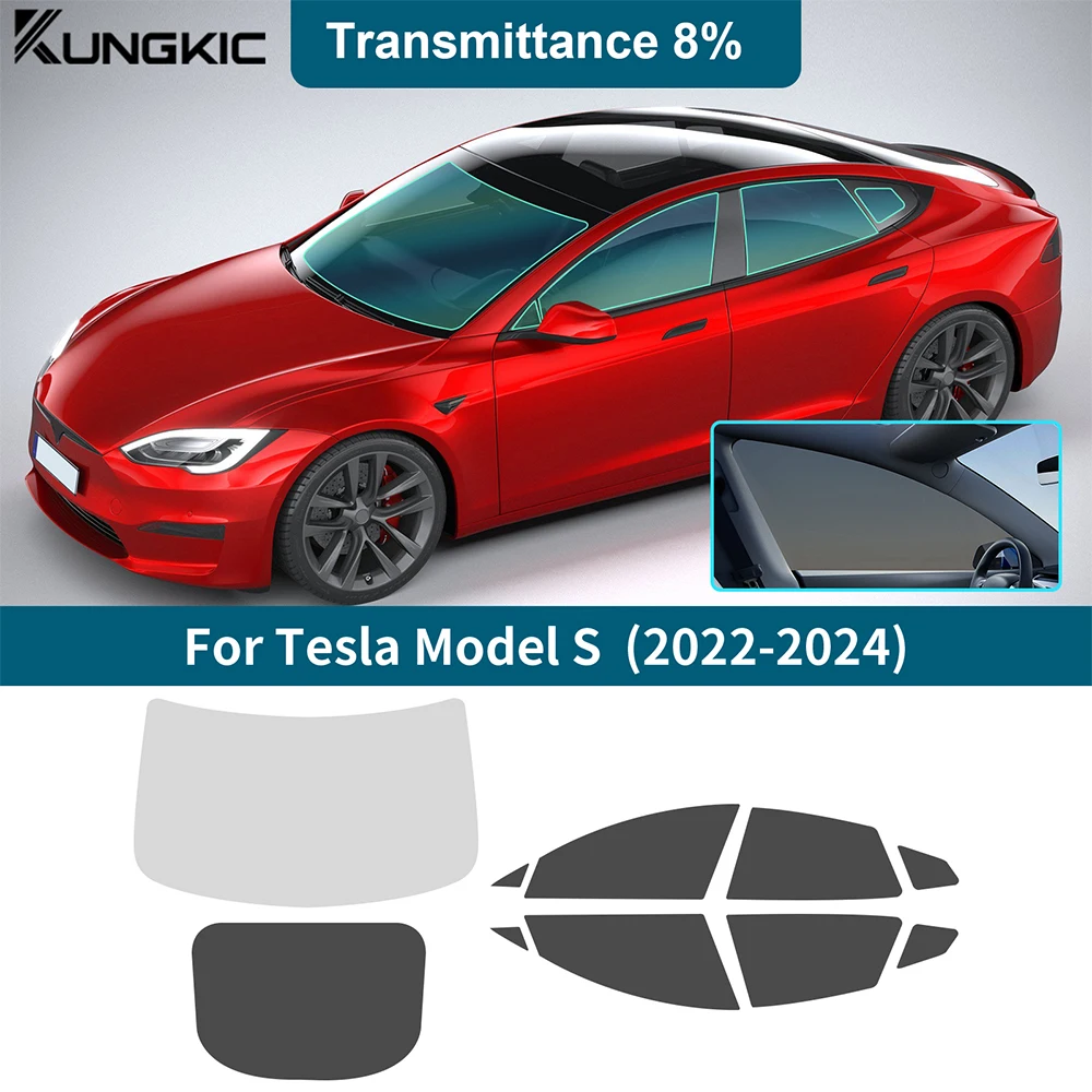 

Solar UV Privacy Protector for Tesla Model S 2022 2023 2024 Summer Tint Pre-cut Film Car Front Rear Side Window Accessories