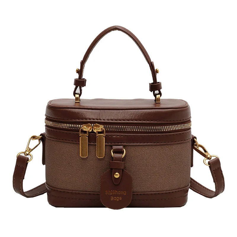 Autumn and Winter New High Sense Special-Interest Design Box Bag Hand Bag Shoulder Messenger Bag Retro Bucket Bag Women