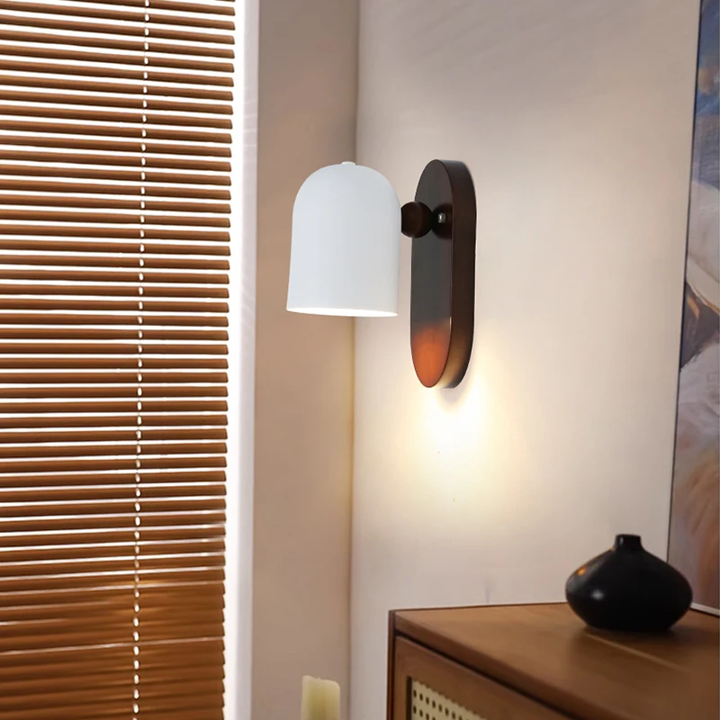 

Simple LED Wall Lamp Log White Walnut Living Room Warm Luminous Indoor Lighting Nordic Style Bedroom Stair AC110-220V Light 2024