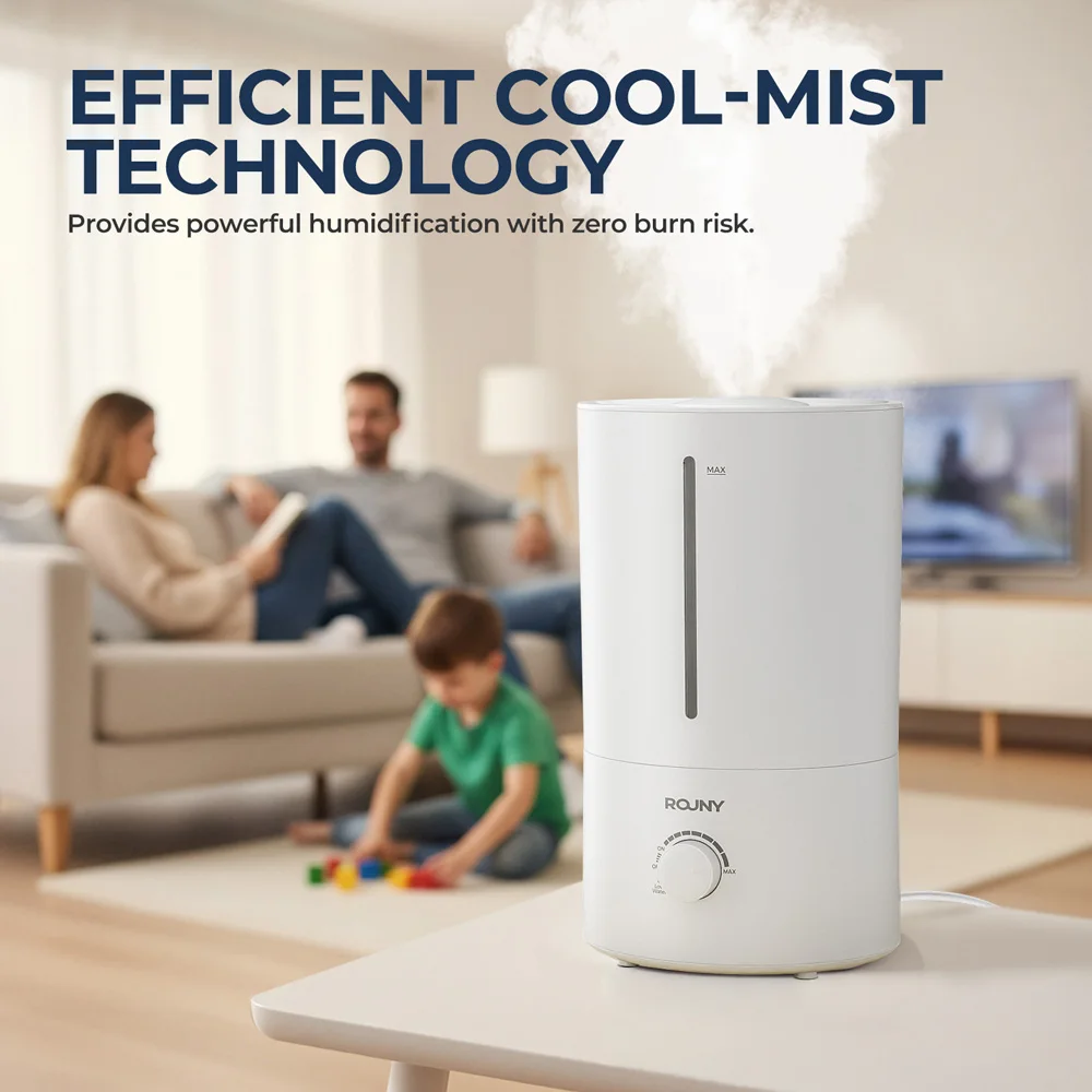Air Humidifier with Low Water Protection, 4L Large Capacity Ultrasonic Humidifier