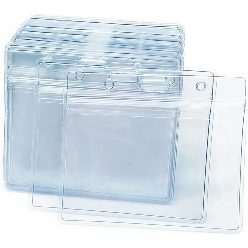 Portatarjetas de identificación de exposición transparente, soporte de plástico para insignia, Protector de tarjetas de visita, funda para permiso de trabajo, 10 Uds.