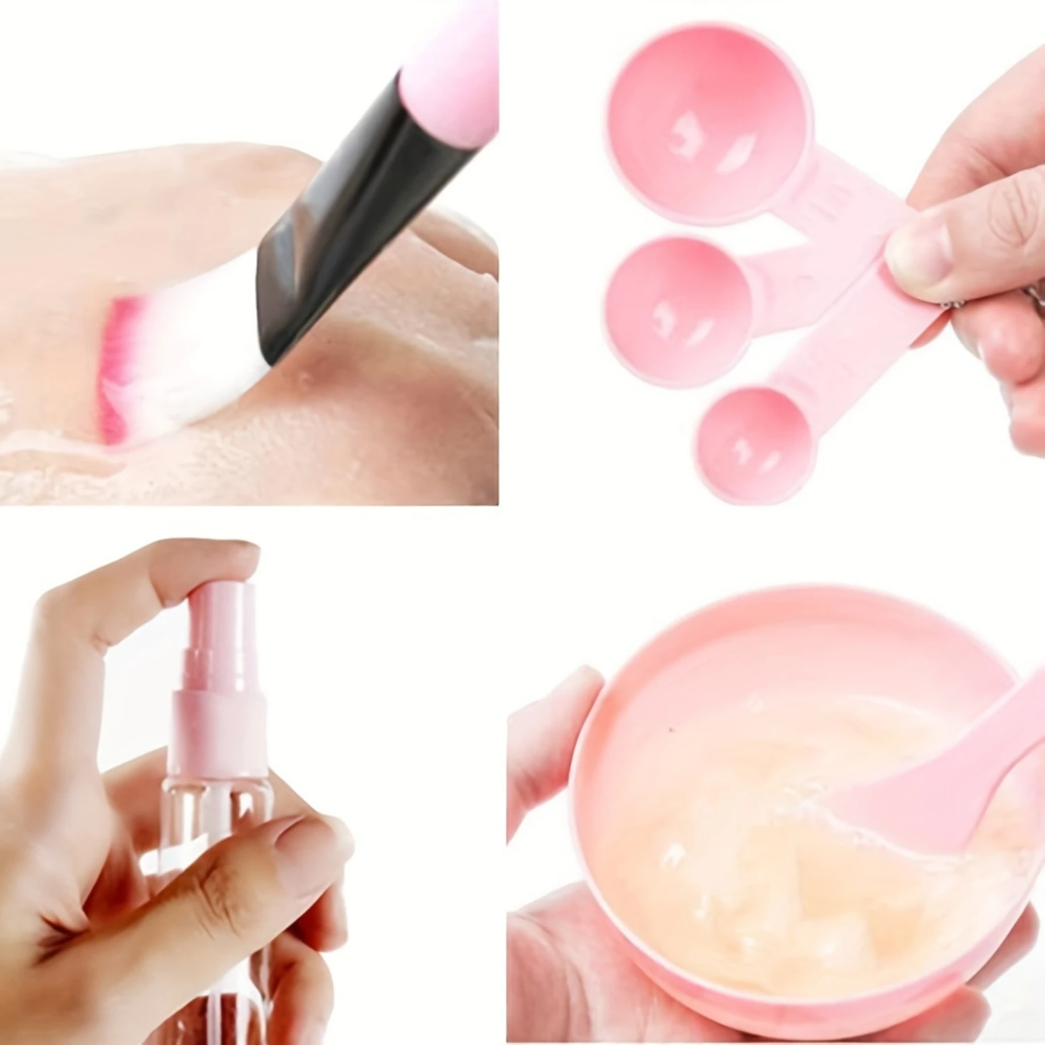 Conjunto de ferramentas de mistura de máscara facial DIY de 9 peças, tigela de tamanho médio, espátula, escova, frasco de spray, sopro de pó, kit de ferramentas de beleza para cuidados faciais