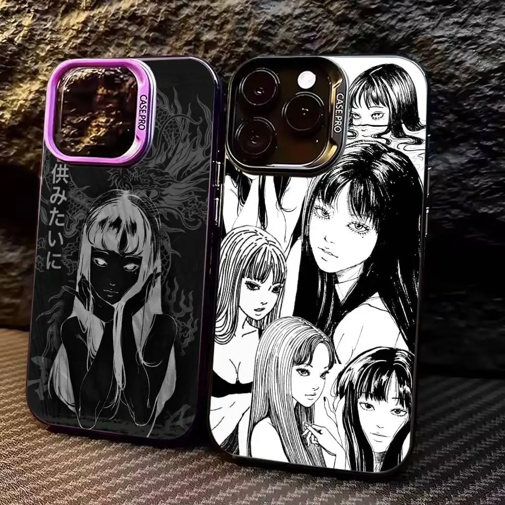 Image of T-Tomie Junji Ito Handyhülle für iPhone 17,16,15,14,13,12,11 Plus, Pro Max, farbige silberne Handyhülle