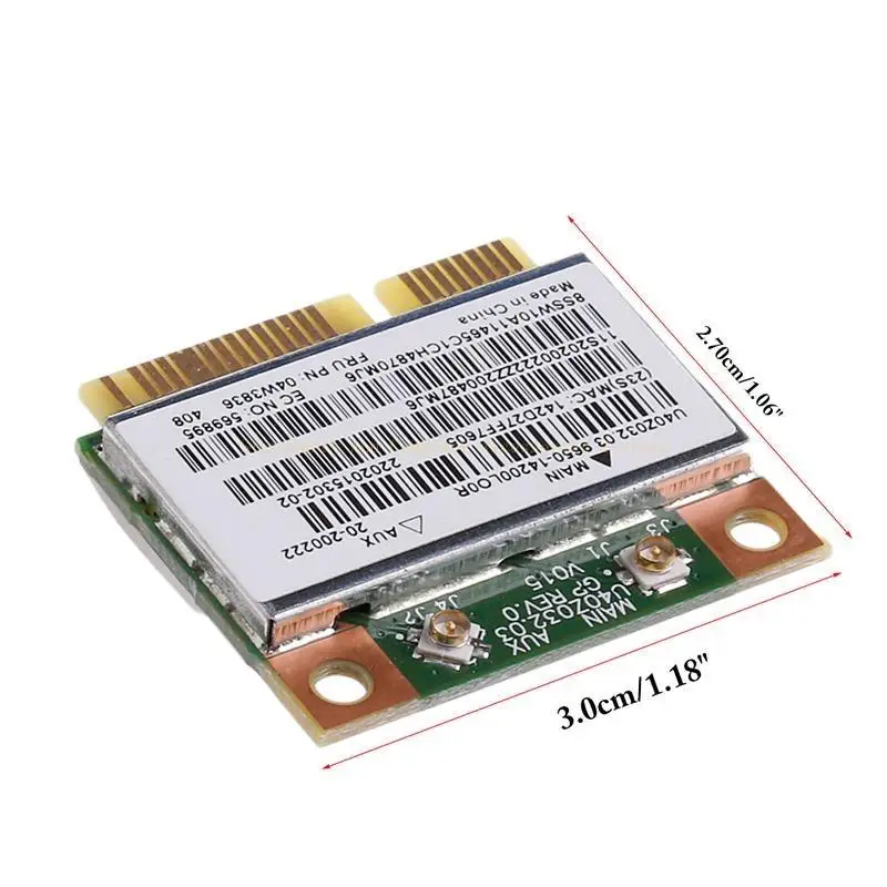 Dual Band 2.4+5G 802.11b/g/n WiFi BT4.0 Wireless Half Mini PCI-E Card