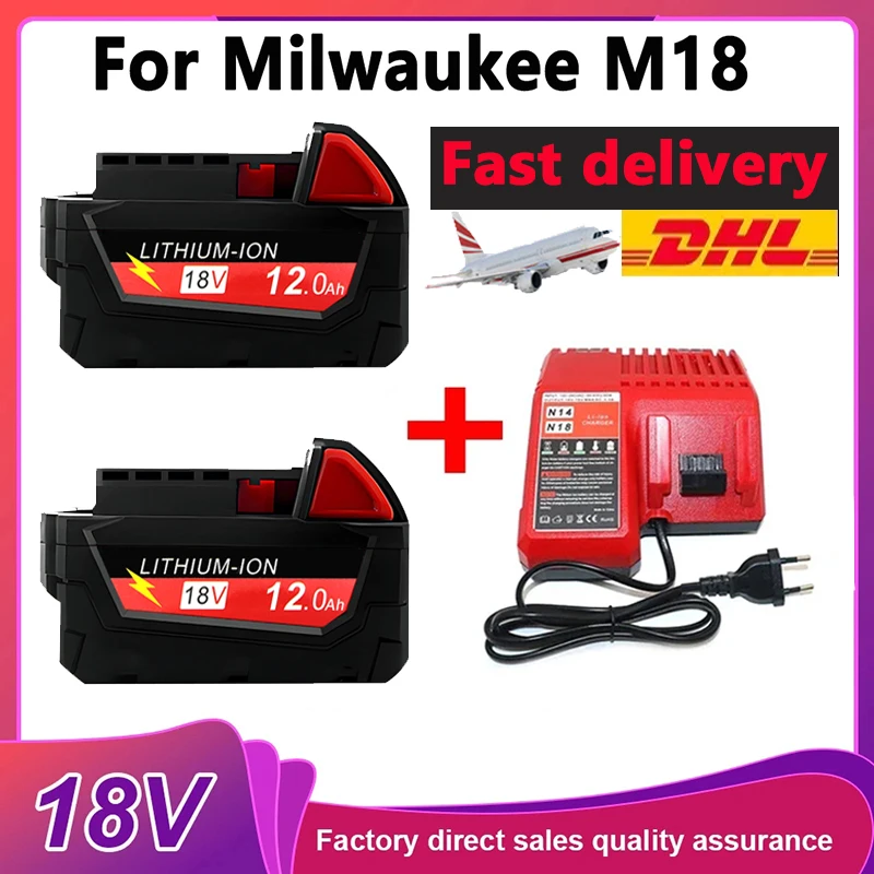 

Литий-ионный аккумулятор 18 В, 12,0 Ач, совместимый с инструментами Milwaukee M18 18 В 48-11-1820 48-11-185048-11-1828 48-11-18 18650 Батареи