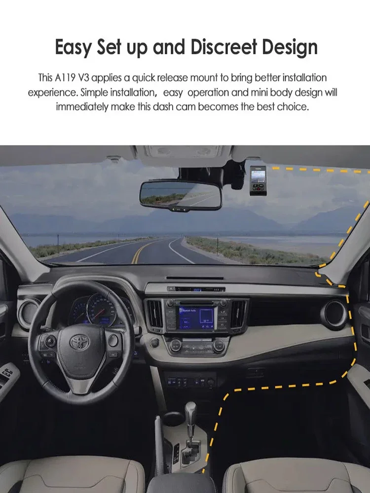 VIOFO A119 V3 2K Parkmodus G-Sensor Rota-Objektiv 2560 * 1600P DVR Super Night Vision Quad HD Dash-Kameras Optional GPS CPL