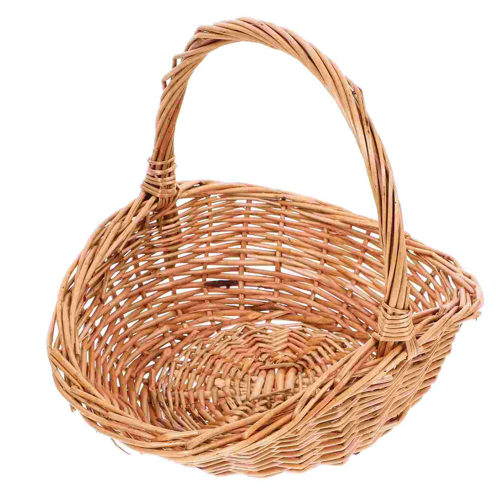 Picnic Basket Food Storage Woven Wear-resistant Flower Girl Delicate Grocery Camping Handheld Fruit Wicker Baby