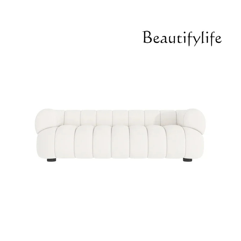 Lamb wool caterpillar sofa generation simple leather straight row sofa