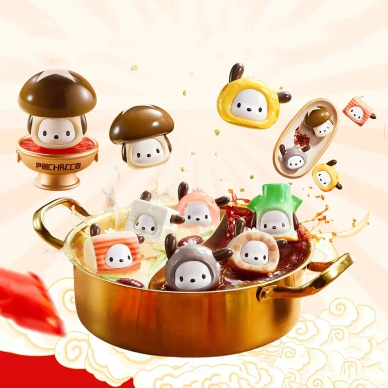 Figurines de dessin animé Pochacco originales, série Hotpot Party, boîte aveugle tendance, modèle cadeau mignon, poupée de décoration, jouets d'action de dessin animé