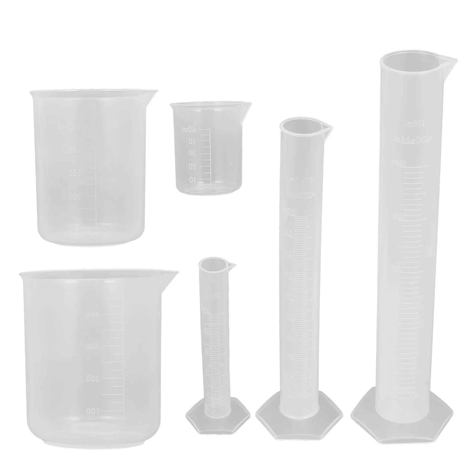 

3 PCS/Set Graduated Measuring Cups with 3 PCS/Set Graduated Cylinder Beakers Science Measuring Test Tube Flasks