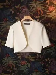 Short Shawl Jacket Women's Short Sleeved V-neck Fashionable Suit Cardigan Summer