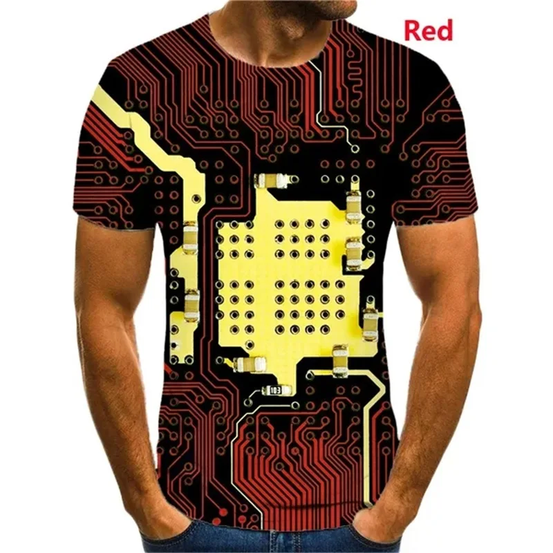 Men's Electronic Chip T-shirt 3D Printed Electronic Motherboard Graphic T Shirts For Men Short Sleeve Plus Size Hip Hop Tee Tops