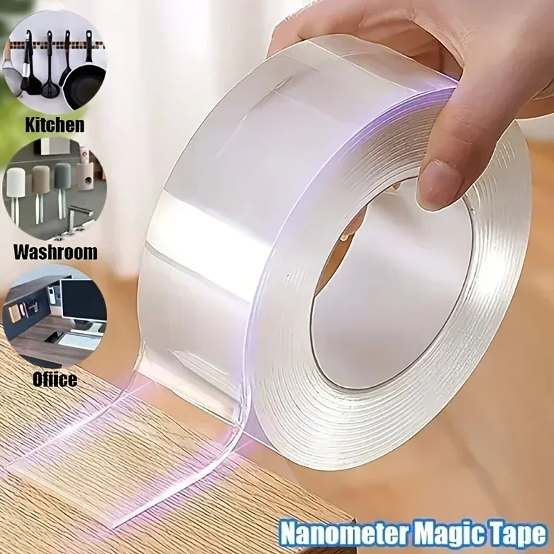 Double Contact Nano Tape, Powerful, Extra Strong, Sided Adhesive for Kitchen and Bathroom, Waterproof and Cleanable Tool, 3M