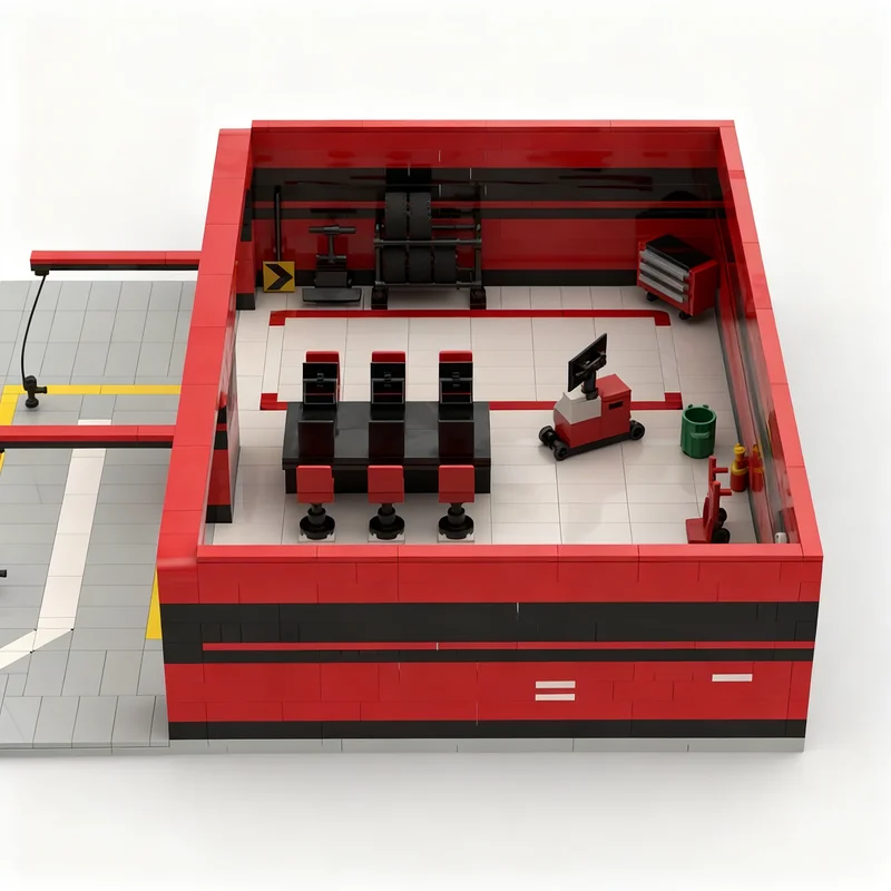 827pcs MOC City Champions Pitstop Garage Model Building Blocks Toy Architecture Christmas Gift DIY Education Creative Idea