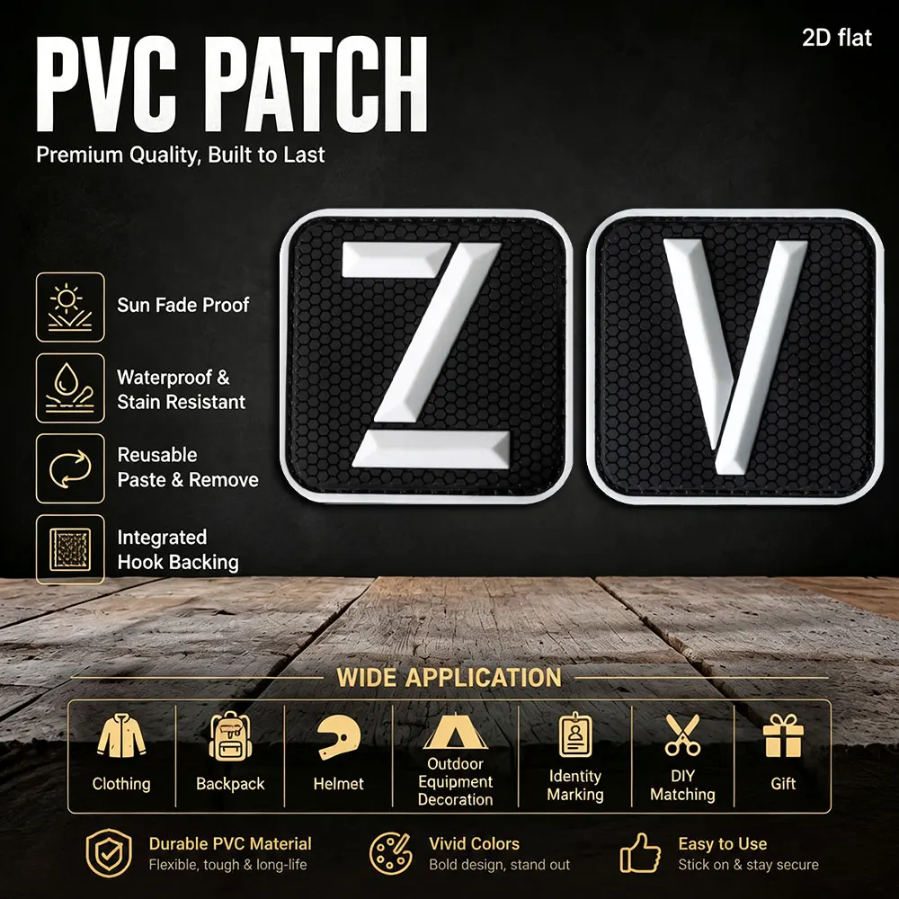 1Pc/2Pcs/3Pcs Optional Simple Square Embossed Letter Pvc Patch Badge, Flexible, Stain-Resistant, Sun-Resistant, Long-Lasting, Bright, for Jackets, Backpacks, Vests, Clothing Identification, Comes with a Fleece Backing