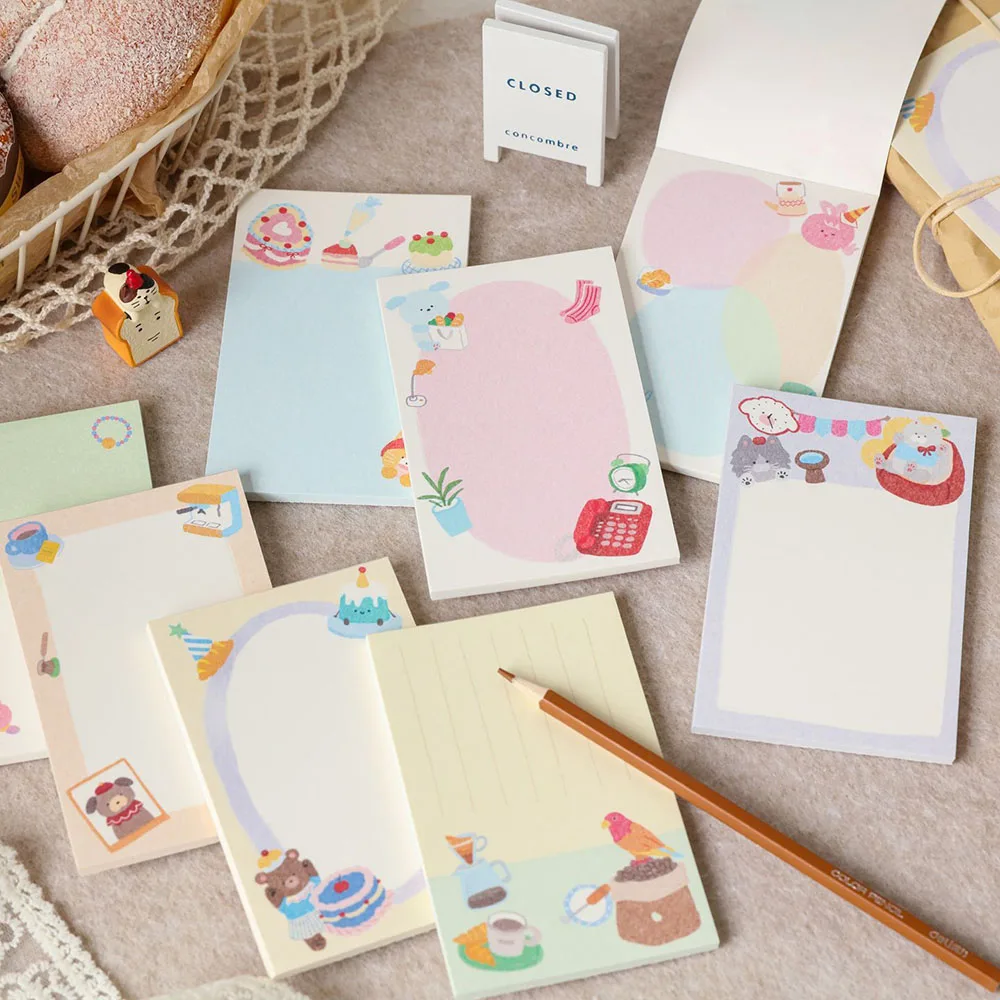 4 random color sticky note paper, non stick colored grid pattern, non stick hand account decoration background material paper