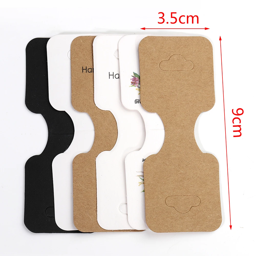 50pcs 9x3.5cm Foldable Kraft Paper Packing Cards for DIY Jewelry Display Holders Handmade Necklace Bracelet Retail Price Tags