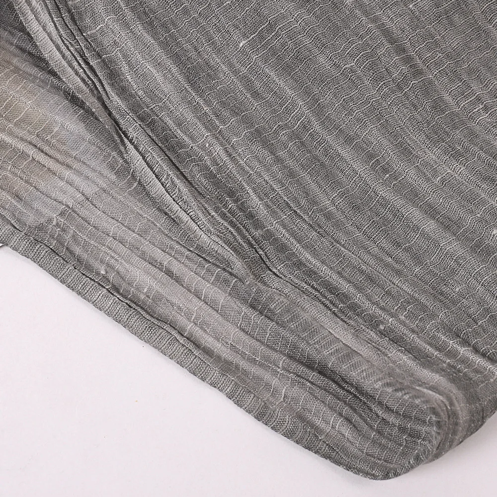 VREOVOR Spring and Summer New Solid Color Yarn Cotton and Linen Scarf Tassel Artistic Shawl Print Versatile Cotton and Linen