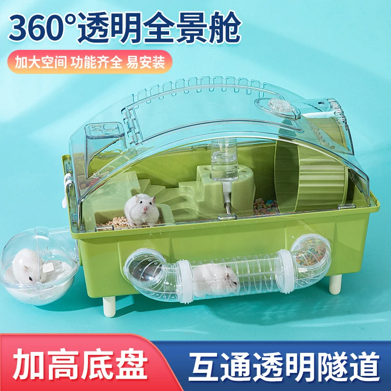 

Прозрачная двухслойная клетка для сирийских хомяков, модель 45, базовая, большая, в виде виллы, всесезонная, для использования в помещении и на улице